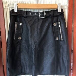 Topshop Faux Leather Black Biker Mini Skirt Size 2